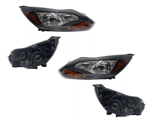 2 Faros Negro Dfzp Focus H-back 2012 2013 2014