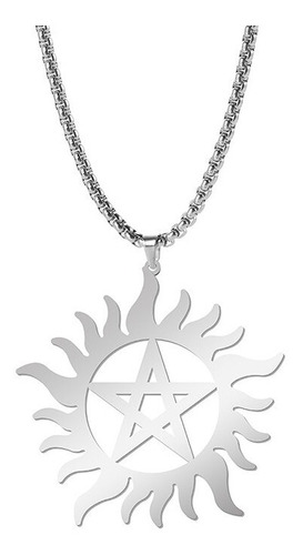 Collar Estrella Wicca Plateado Acero Inoxidable Hombre Mujer