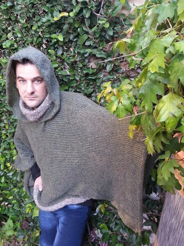 Sweater Sueter Poncho Con Capucha Tejido Hombre Hasta Xxxl