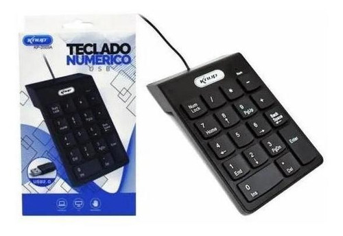 Imagem 1 de 2 de Teclado Numérico Preto Com Fio Usb Notebook Kp-2003a Knup -