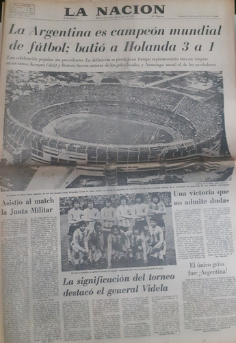 La Nacion 26/6/1978 Completo, Argentina Campeón Mundial