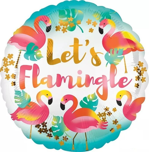 5pz Globo Metálico Flamingo Tropical 18in Z61