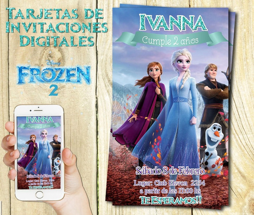  Invitación Digital Frozen 2 Cumpleaños Baby Shower Tarjeta