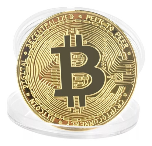 Moeda Física Bitcoin Dourada Criptomoeda Btc