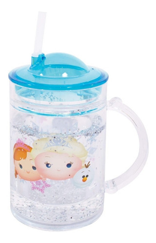 Caneca Tampa Canudo Anna Elsa Olaf Frozen Tsum Tsum - Disney