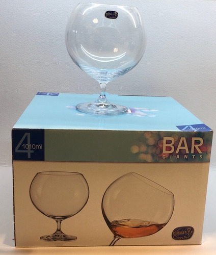 Imagen 3 de 5 de Copón Tragos Cristal Bohemia Original Bar 1010ml Caja X 4