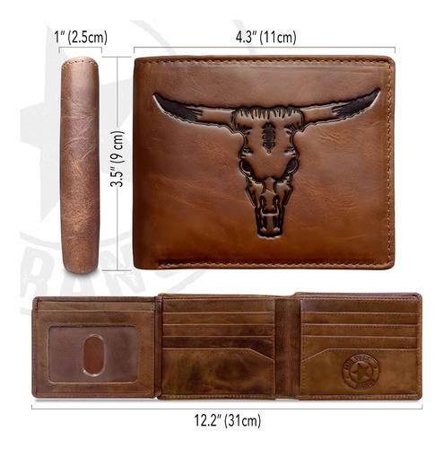 Cartera Plegable Texas Longhorn - Billetera Occidental Para