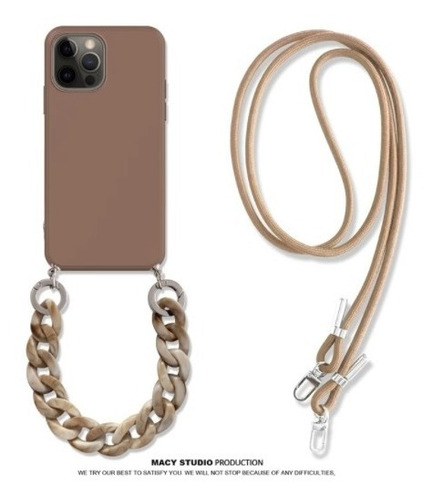 Funda De Silicona Para Celular Con Cadena De Mármol Y Collar