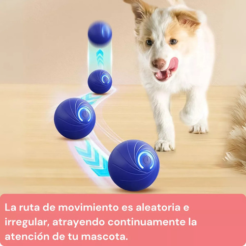 Juguete Pelota Interactiva Inteligente Gato Perro Recargable Azul