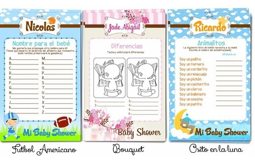 Juegos Baby Shower Imprimibles Personalizados Mercado Libre