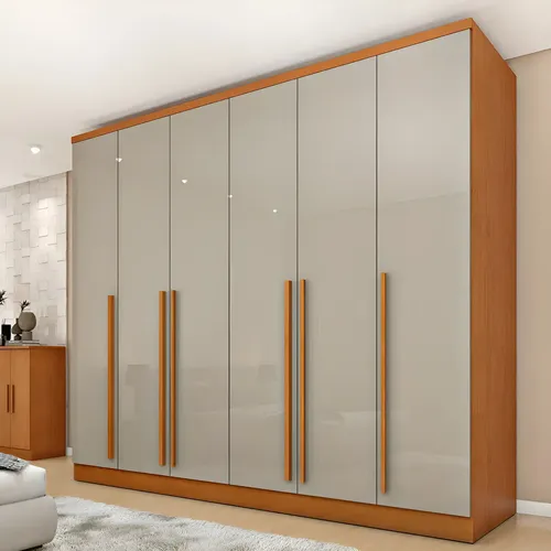 Guarda-roupa Casal Espresso Móveis 6 Portas 8 Gavetas Mdf Cinamomo Cinamomo/off White