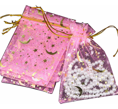 Bolsas De Organza Con Cordón Y Estrellas De Luna (paquete),