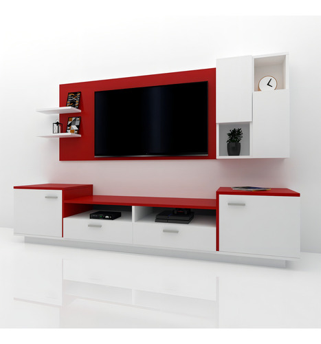 Modular Moderno Mueble Living Panel Para Lcd/led H/55 Color Marrón