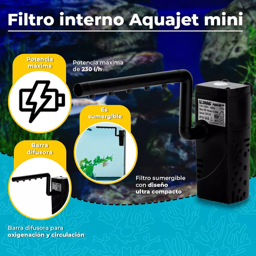 Lomas Filtro Interno Sumergible Para Acuario Aqua-jet Mini 2