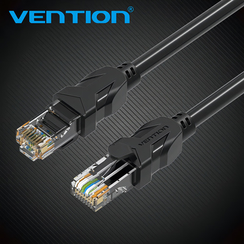 Cable de red Vention Cat6 Certificado - 1 metro - Premium Patch cord - Blindado Reforzado - UTP Rj45 Ethernet 1000 MBPS - 250 Mhz - cobre - Pc - Notebook - servidores - Negro - IBBBF