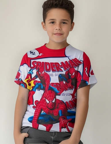 Playera Niño Spider Man Algodon Hombre Araña Algodon