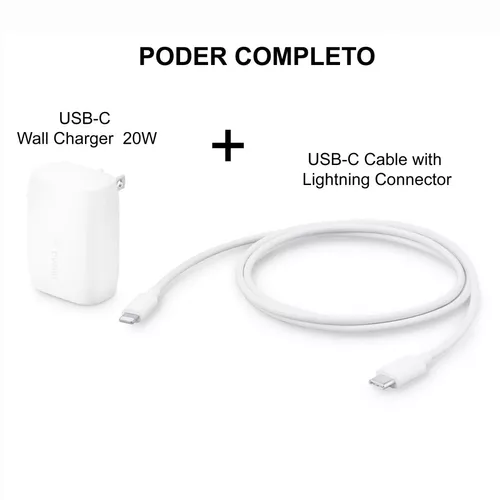  Belkin Cargador de pared USB-C de 18 W con cable USB-C a  Lightning de 4 pies (cargador rápido para iPhone 11, 11 Pro, 11 Pro Max,  XS, XS Max, XR, X