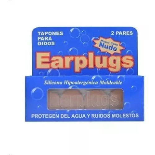 Tapones Para Oidos De Silicona Color Nude Earplugs X 4 Pares