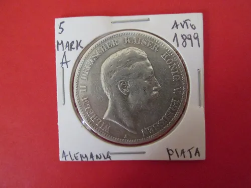comprar Antigua Moneda 5 Mark Imperio Aleman Plata Año 1899 