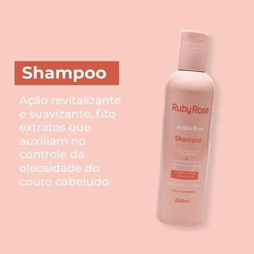Imagem 3 de 6 de Shampoo Controle Oleosidade Argila Rosa Ruby Rose