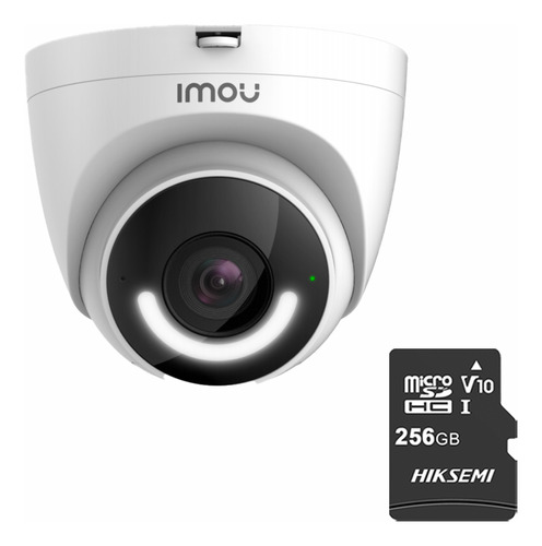 Imou Cámara Turret Ip Wifi 2mp T26en-plus-256 Con Microsd 256gb Y Letrero Disuasivo Sirena Integrada Led De Alta Potencia Microfono Integrado Audio Bidereccional Detección De Humanos Ir30m T26en Ip67 