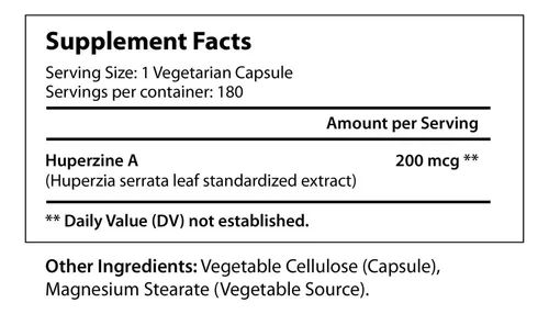 Huperzine A 200 Mcg Funcion Cognitiva 180 Capsulas