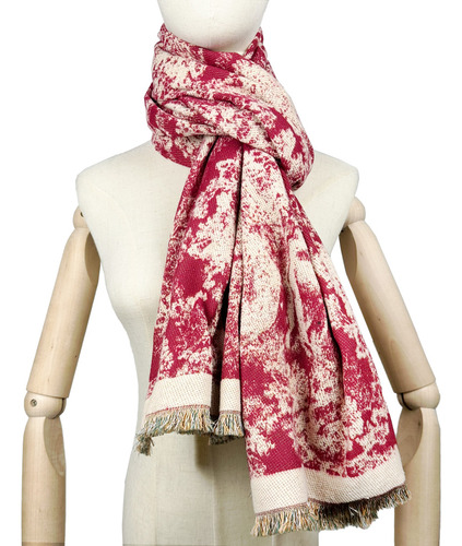 Pashmina Chal Bufanda Mujer Doble Vista Tejido Suave Color Rojo Cereza Diseño De La Tela Tejido Suave Lana Ligera Talla Unitalla