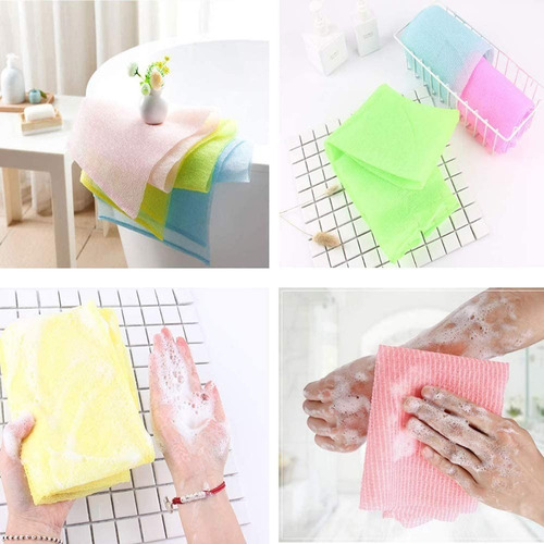 Estropajo Sacate Esponja De Baño Ducha Toalla Largo 4 Piezas Color Multicolor