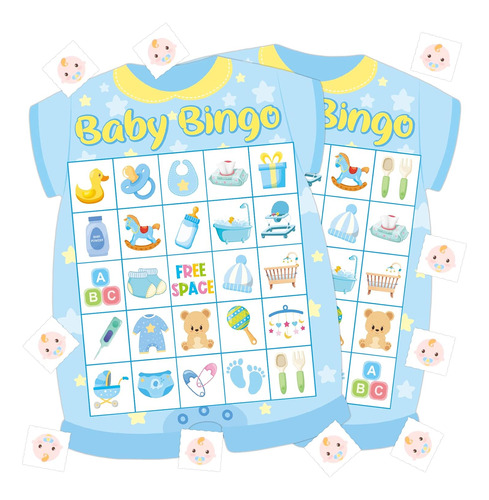 Adelulu Baby Shower Bingo Games Boy -24 Invitados Bingo Baby