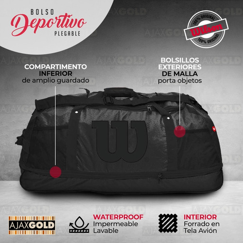 Imagen 2 de 9 de Bolso Wilson Deportivo Viaje Urbano Fitness Bolsillo Gym