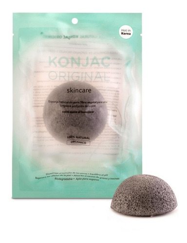 Konjac Esponja Facial Negra Cenizas De Bamboo 100% Natural