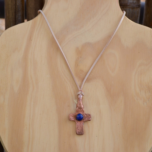 Imagen 6 de 7 de Collar Cruz De Piedra Preciosa Natural Lapis Lazuli , Cod1