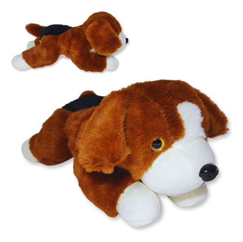 Cachorro De Pelúcia Deitado Para Abraçar Confortável Kai Marrom/caramelo