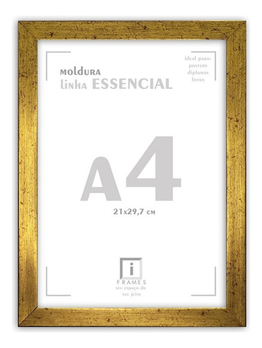 Diploma certificado A4 21x30 con marco dorado y vidrio dorado