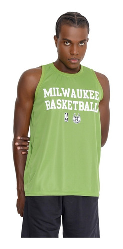 Regata Basquete Nba Sintética Milwaukee Bucks Verde