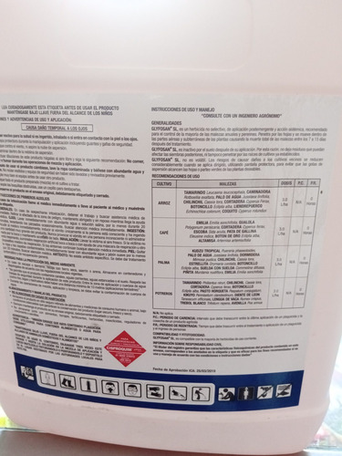 Imagen 4 de 10 de Griyfosan Sl Herbicida De 4 Litros Garrafa