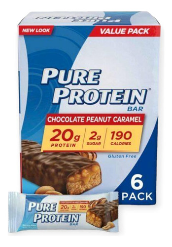 Box Pure Protein Bar - 6 Barras - Chocolate Peanut Caramel