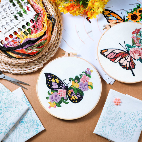 Kit De Bordado Para Principiantes Yinder Butterfly Flower, 5