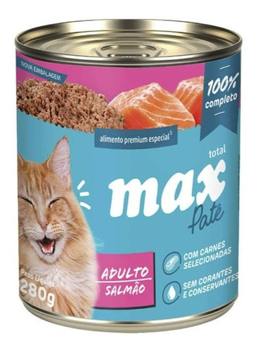 Ração Úmida Patê Premium Especial Gatos Salmão 280g Max Cat