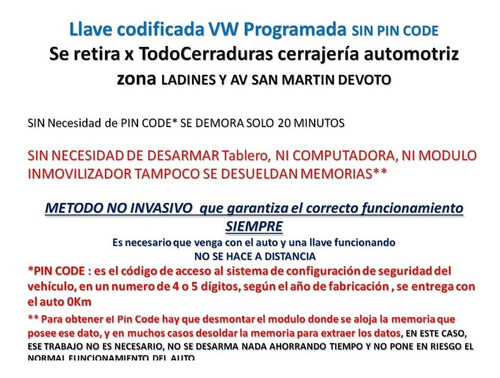 Imagen 2 de 2 de Llave Gol Trend 2010 Al 2019 Programación Sin Pin Code