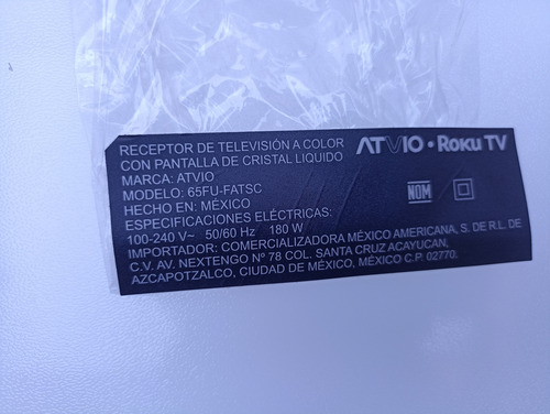 Fuente Atvio Roku Tv 65fu-fatsc Servitec Newton 98. (Usado)