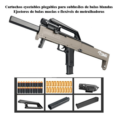 Cartucho De Ejeção De Submetralhadora Dobrável Soft Bullet [