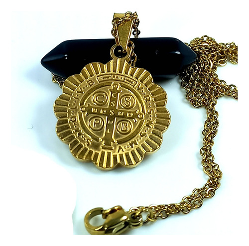 Imagen 4 de 7 de Medalla San Benito - Consagrada - Acero Dorado - M 11