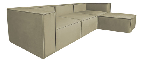 Sala Esquinera Moderna Latt Sillón Modular Terciopel Minimal Color Beige Diseño De La Tela Terciopelo