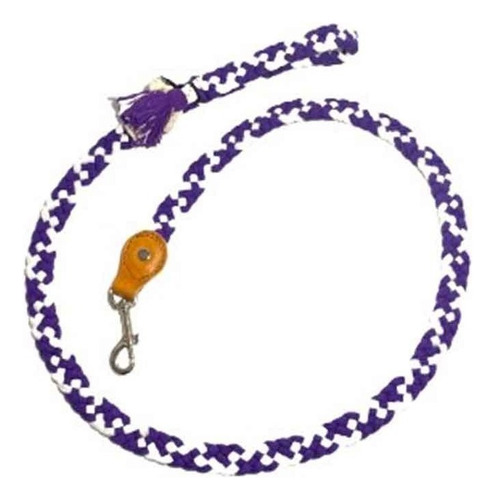 Correa Para Perro Artesanal Oaxaqueña 1.50 M Tejido A Mano Color Morado / Blanco