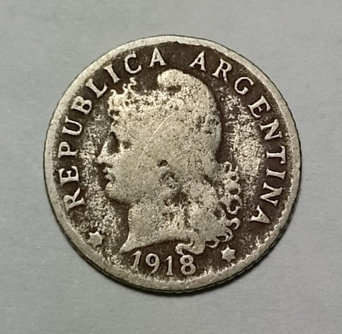 Argentina Escaso Níquel De 5 Centavos 1918 - Km#34