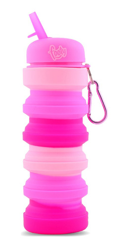 Botellita Deportiva Plegable De Silicona Footy Acordeon Rosa