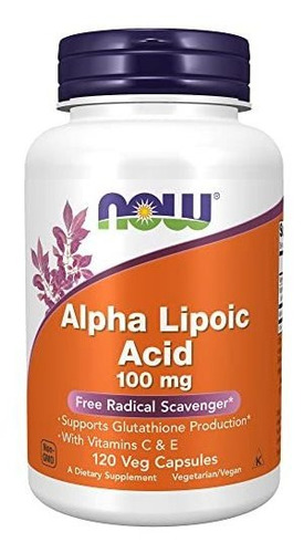 Now Supplements, Ácido Alfa Lipoico 100 Mg Con Vitaminas C &