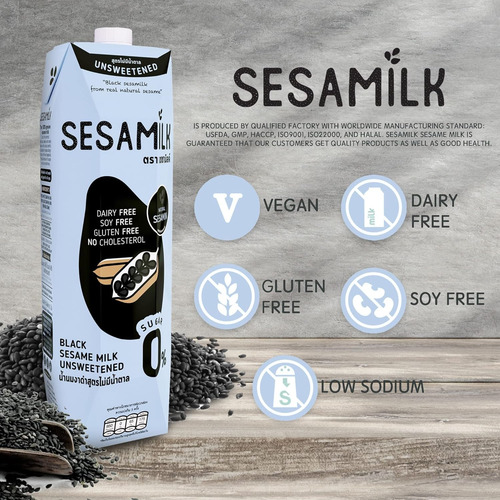 Leche De Sésamo (leche De Sésamo Negro Sin Azúcar), 33.8 Oz