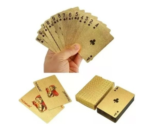 Cartas De Poker Doradas De Lujo Extra Fino, 2 Mazos (108 C.)